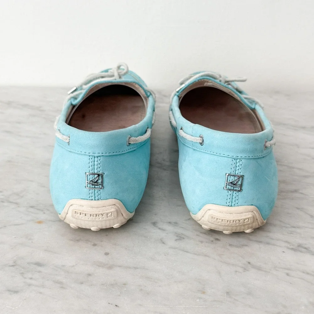 Coastal Preppy Sperry Top-Sider Driving Loafers 9M Blue Leather Moc Toe Slip On